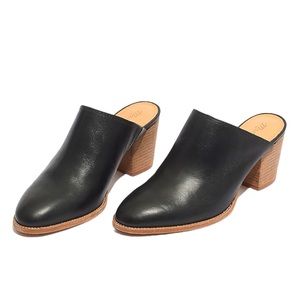 Madewell Harper Mule Black Leather In True Black Size 8